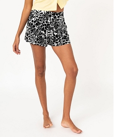 short de pyjama femme ample a motifs noir bas de pyjamaK051301_1