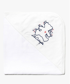 GEMO Cape de bain bébé à capuche en jersey et éponge - LuluCastagnette Blanc