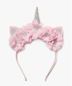GEMO Serre-tête licorne avec fleurs en tulle et paillettes fille rose standard