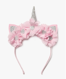 serre-tete licorne avec fleurs en tulle et paillettes fille rose standardK053501_1