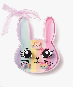 GEMO Coffret 5 bagues en forme de lapin fille Multicolore