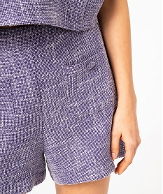 short aspect tweed avec poches sur lavant femme violet shortsK064701_3