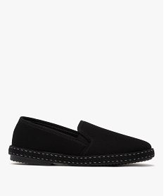GEMO Chaussons homme pantoufles en toile avec semelle corde surpiquée noir standard