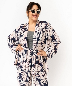 GEMO Veste kimono ample en viscose fleurie femme grande taille imprime fleur