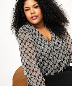 GEMO Blouse grande taille à manches longues en voile femme Noir