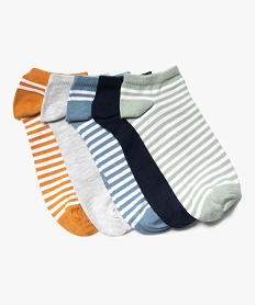 chaussettes ultra courtes rayees garcon (lot de 5) bleu standardK083501_1