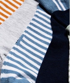 chaussettes ultra courtes rayees garcon (lot de 5) bleu standardK083501_2