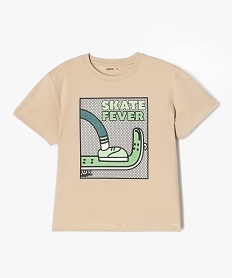 GEMO Tee-shirt à manches courtes oversize avec motif skate garçon Beige