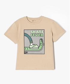GEMO Tee-shirt à manches courtes oversize avec motif skate garçon beige standard