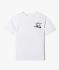 GEMO Tee-shirt à manches courtes coupe oversize inscription skate garçon Blanc