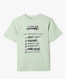 GEMO Tee-shirt à manches courtes coupe oversize inscription skate garçon Vert