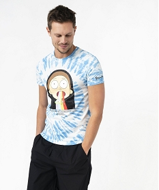 tee-shirt manches courtes tie-and-dye a motif homme - rick morty bleu tee-shirtsK087001_1