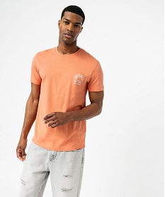 GEMO Tee-shirt manches courtes à motif homme orange standard