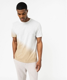GEMO Tee-shirt manches courtes en coton flammé tie-and-dye homme blanc standard