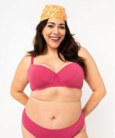 haut de maillot de bain emboitant en maille gaufree femme grande taille rose haut de maillots de bainK087901_1