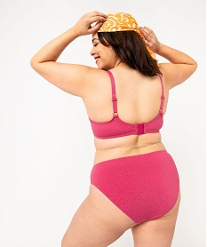 haut de maillot de bain emboitant en maille gaufree femme grande taille rose haut de maillots de bainK087901_2