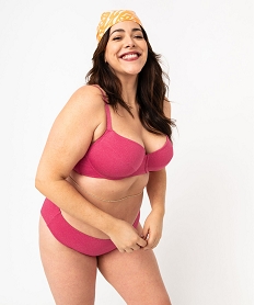 haut de maillot de bain emboitant en maille gaufree femme grande taille rose haut de maillots de bainK087901_3