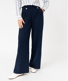 GEMO Pantalon en toile coupe large femme - LuluCastagnette Bleu