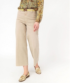 GEMO Pantacourt en toile denim coupe large femme beige standard