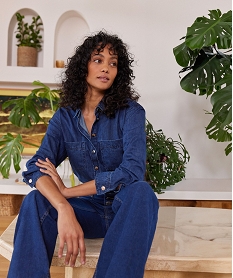 GEMO Chemise en jean fermeture boutons pression femme - LuluCastagnette Bleu