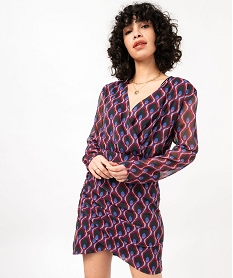 GEMO Robe imprimée à manches longues transparentes femme Imprimé