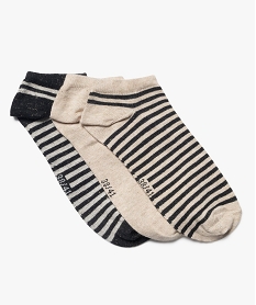 chaussettes ultra courtes rayees et pailletees femme (lot de 3) beige standardK093801_1