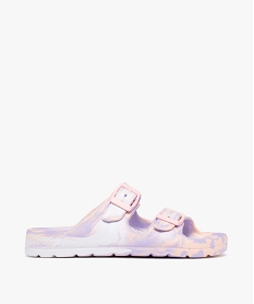 GEMO Mules de piscine fille à double brides à boucle tie and dye rose standard