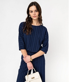 GEMO Blouse rayée à manches chauve-souris femme bleu standard
