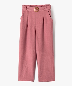 GEMO Pantalon large en viscose avec ceinture à boucle fille Rose