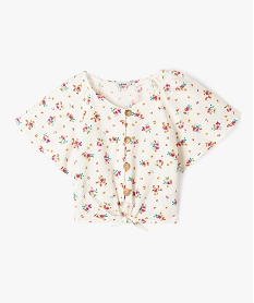 GEMO Chemise manches courtes à motifs fleuris fille Beige