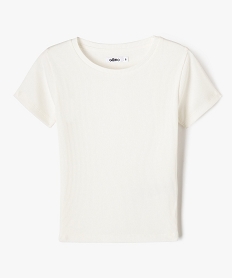 GEMO Tee-shirt à manches courtes en maille côtelée fille Beige