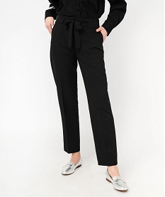 GEMO Pantalon de costume en toile fluide femme Noir