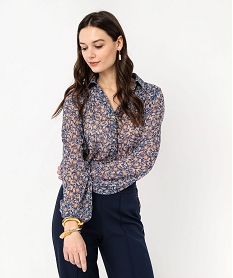 GEMO Chemise en voile à motifs fleuris femme Imprimé