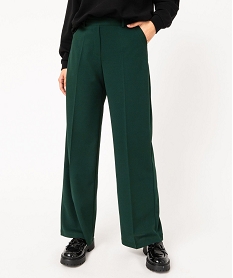 GEMO Pantalon large en maille fluide extensible femme vert standard