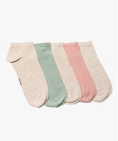 GEMO Chaussettes femme ultra courtes unies (lot de 5) beige chine