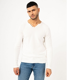 GEMO Pull en maille fine avec col fantaisie homme Beige