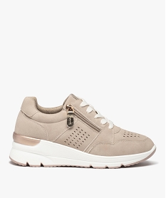 GEMO Basket à talon compensé femme - Hobiz Beige