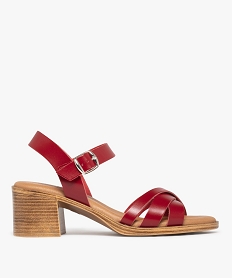 GEMO Sandales femme à talon carré avec brides unies rouge standard