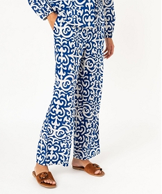 GEMO Pantalon large imprimé avec taille élastique femme Imprimé