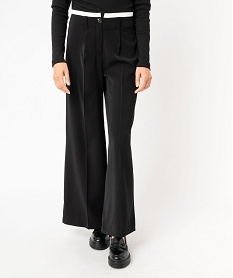 GEMO Pantalon large et fluide à ceinture contrastante femme noir standard