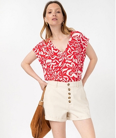 GEMO Blouse sans manches fluide en viscose imprimée femme Rouge