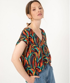 GEMO Blouse sans manches fluide en viscose imprimée femme imprime feuillage