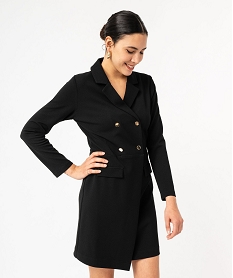 GEMO Robe courte à manches longues look manteau femme noir standard