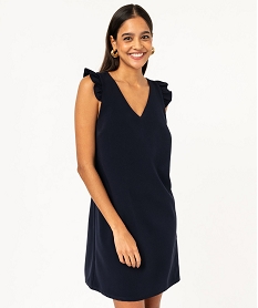 GEMO Robe sans manches à volants et dos ouvert femme Bleu