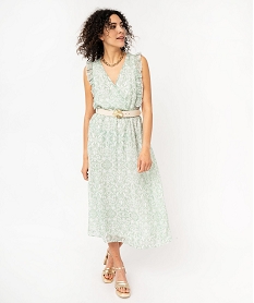 GEMO Robe sans manches avec volants sur le buste femme Vert