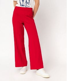 GEMO Pantalon large avec fermeture boutonnée sur le côté femme Rouge