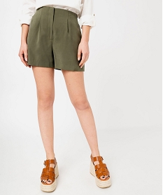 GEMO Short large et fluide à taille haute femme kaki standard