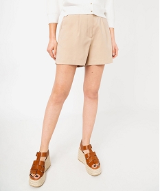 GEMO Short large et fluide à taille haute femme beige standard