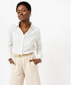 GEMO Chemise à manches longues à motifs pailletés femme blanc standard