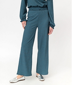 GEMO Pantalon large en maille texturée et extensible imprimé femme Imprimé